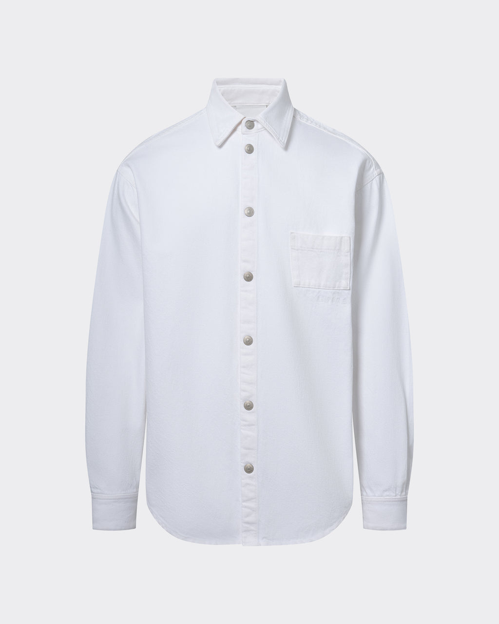 le PÈRE White Denim Prom Shirt - Front