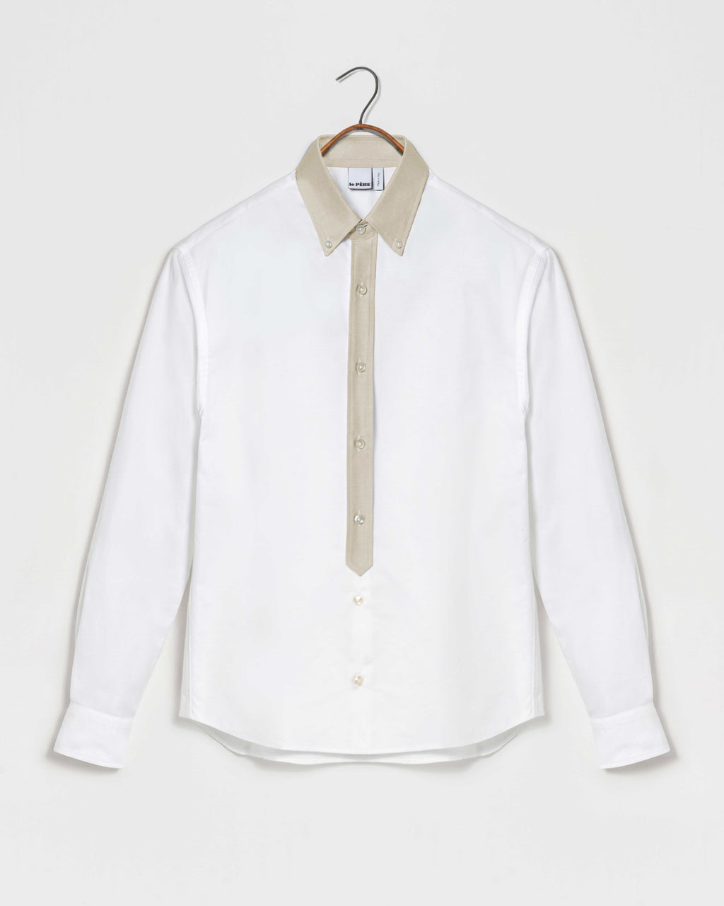 Button-me-down Shirt White/Tan