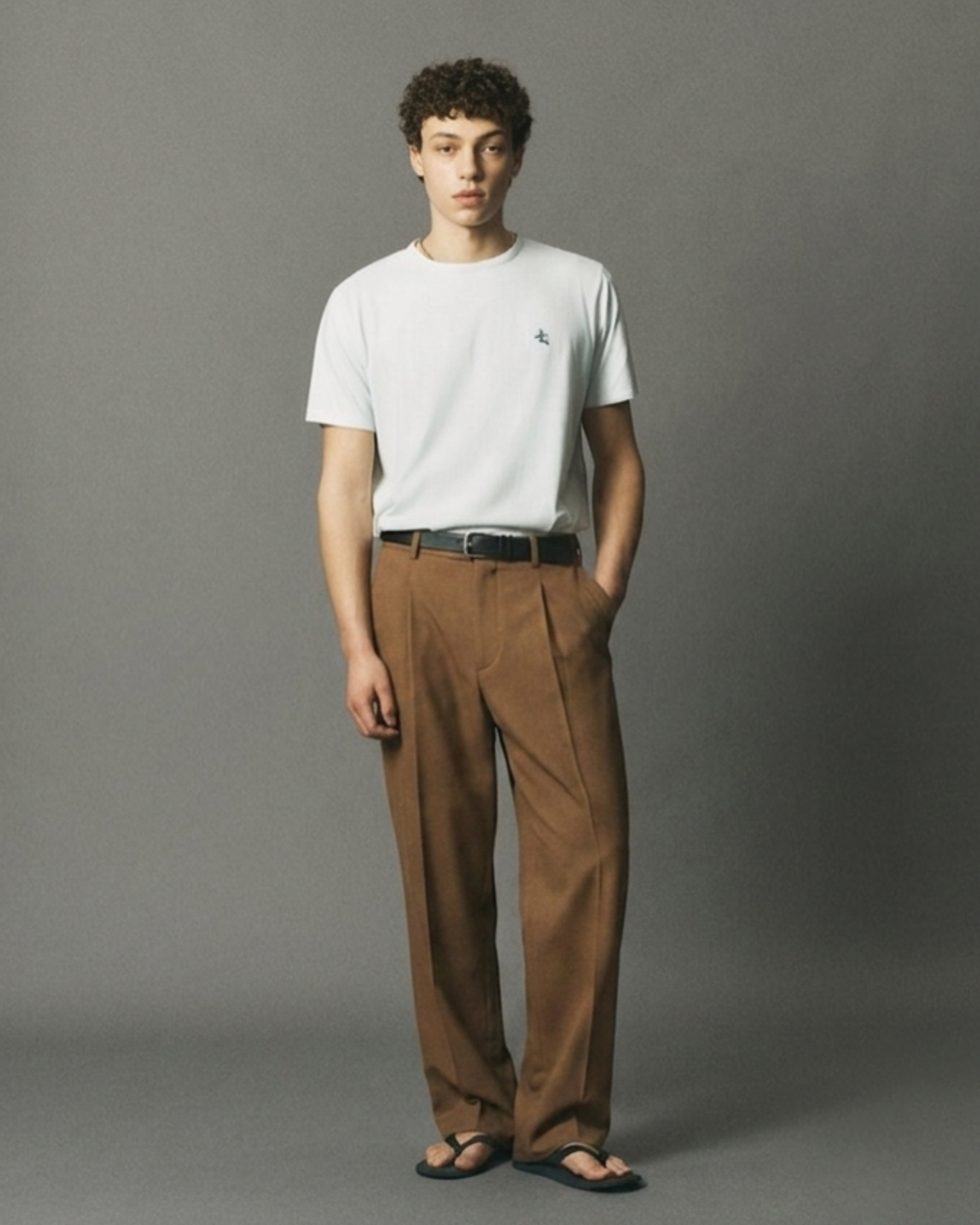 Tailored Pleated Trouser Oak Brown