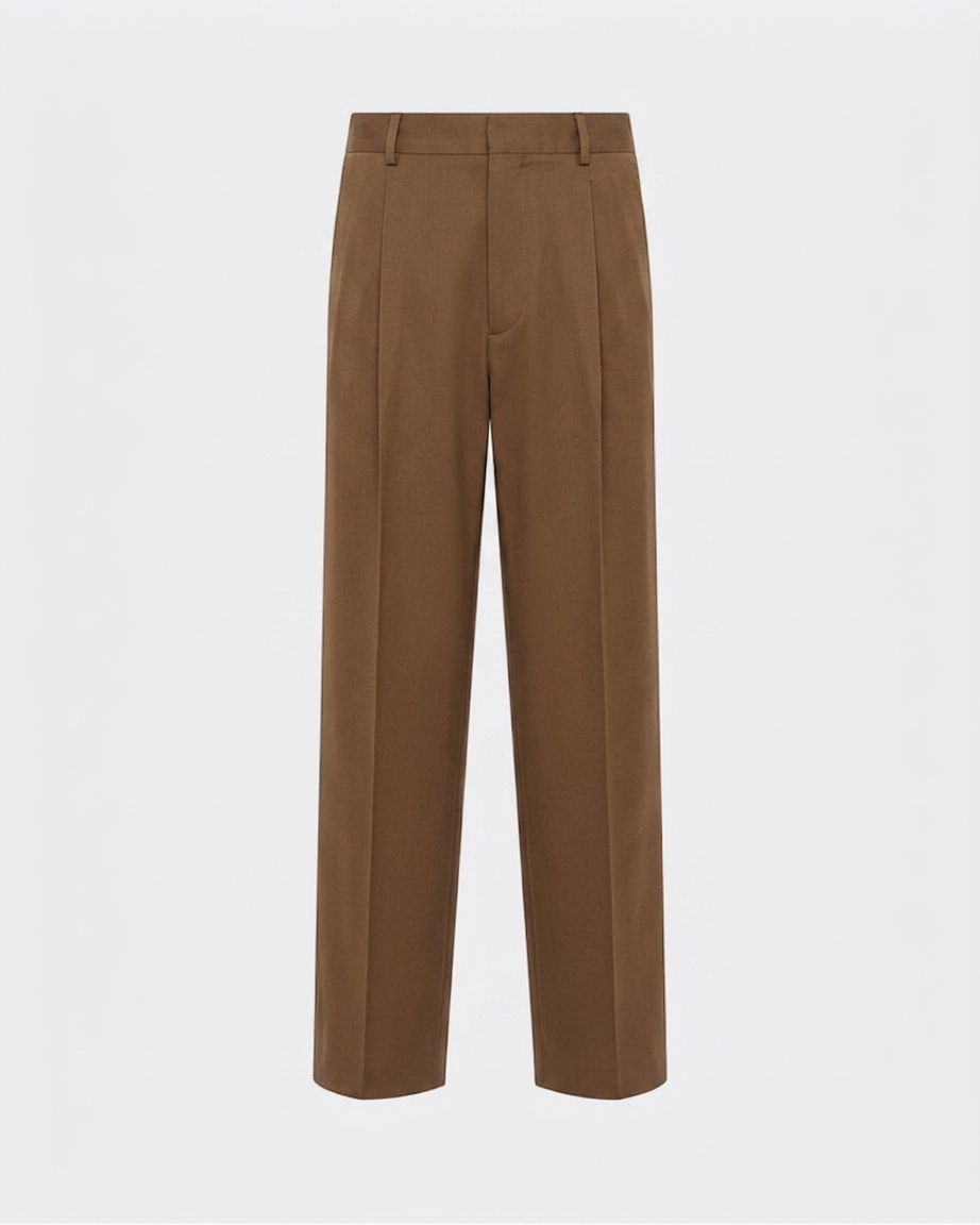 Tailored Pleated Trouser Oak Brown