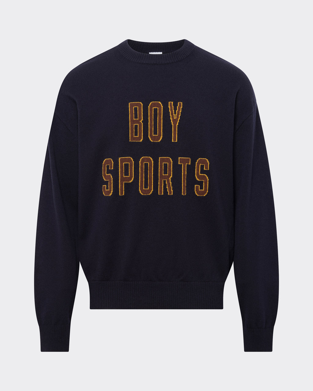 Black sweatshirt with 'BOY SPORTS' text on a white background
