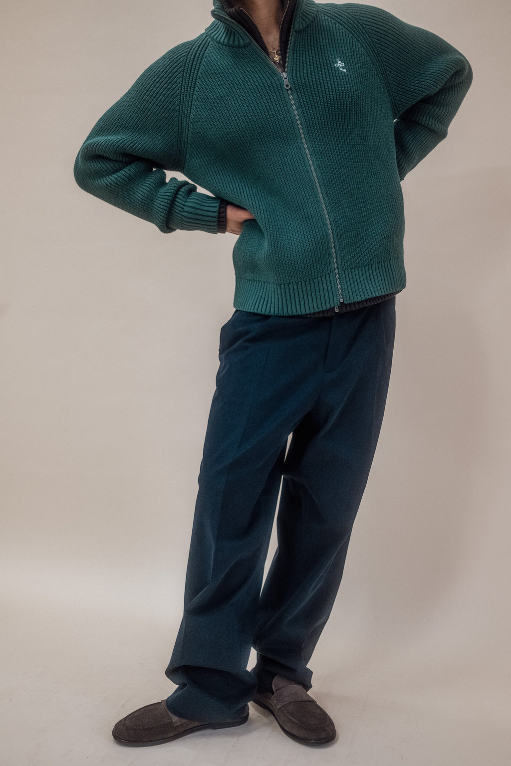 Brushed Cotton Pleated Trouser