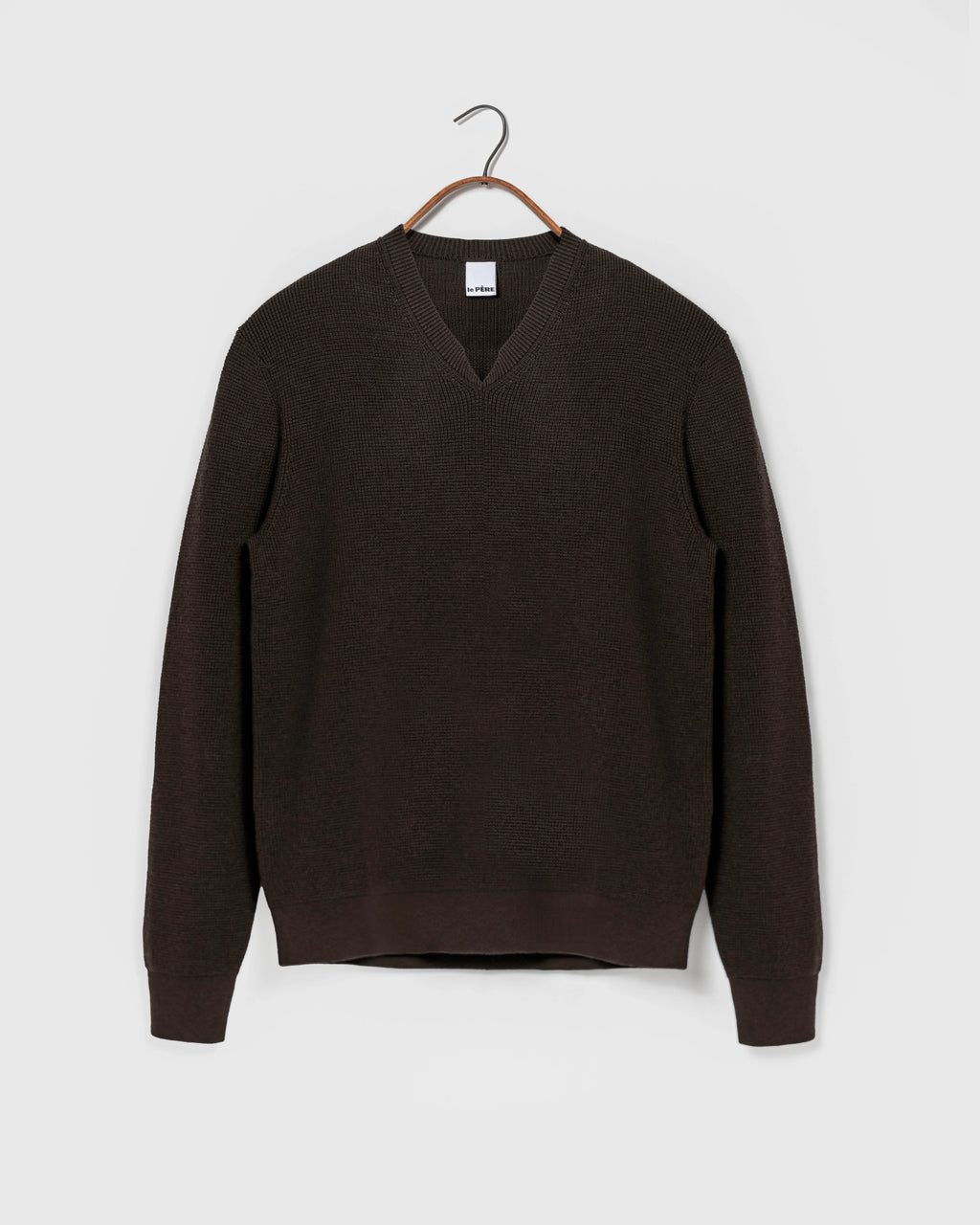 Double V-Neck Sweater Brown