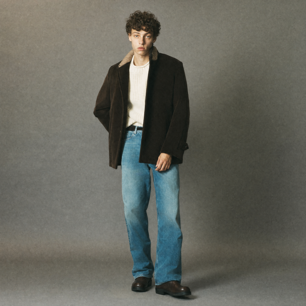 Knitted Corduroy Jacket Brown