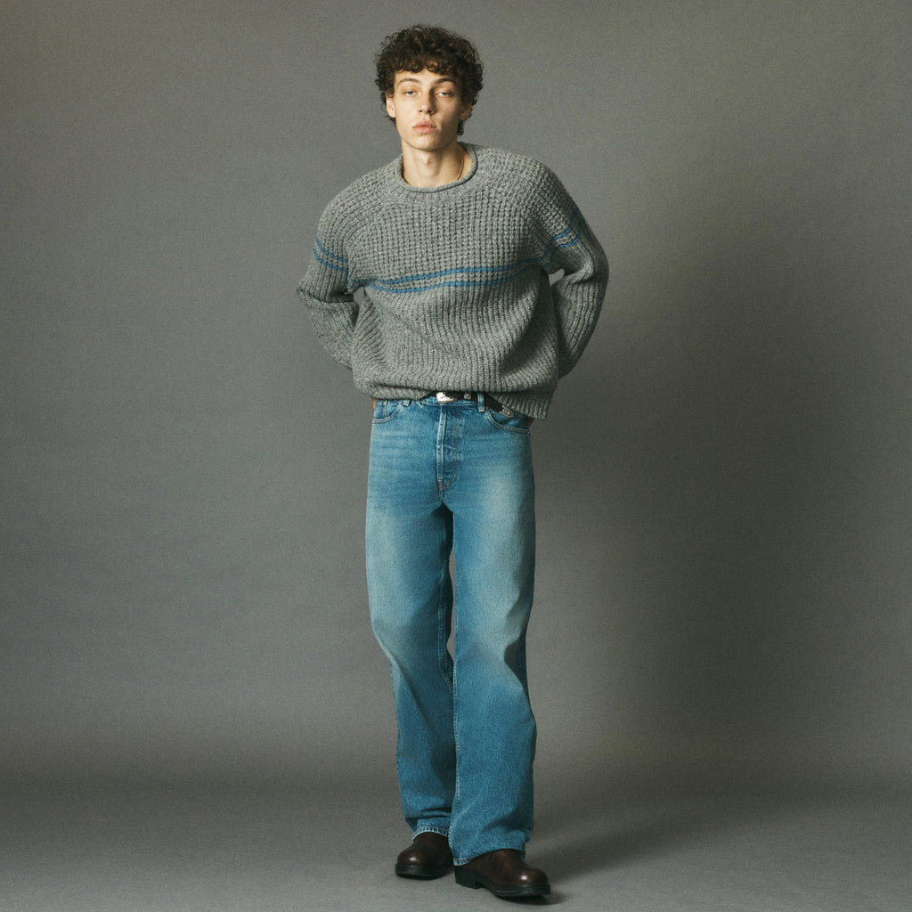 Herman Sweater Grey/Blue Stripe