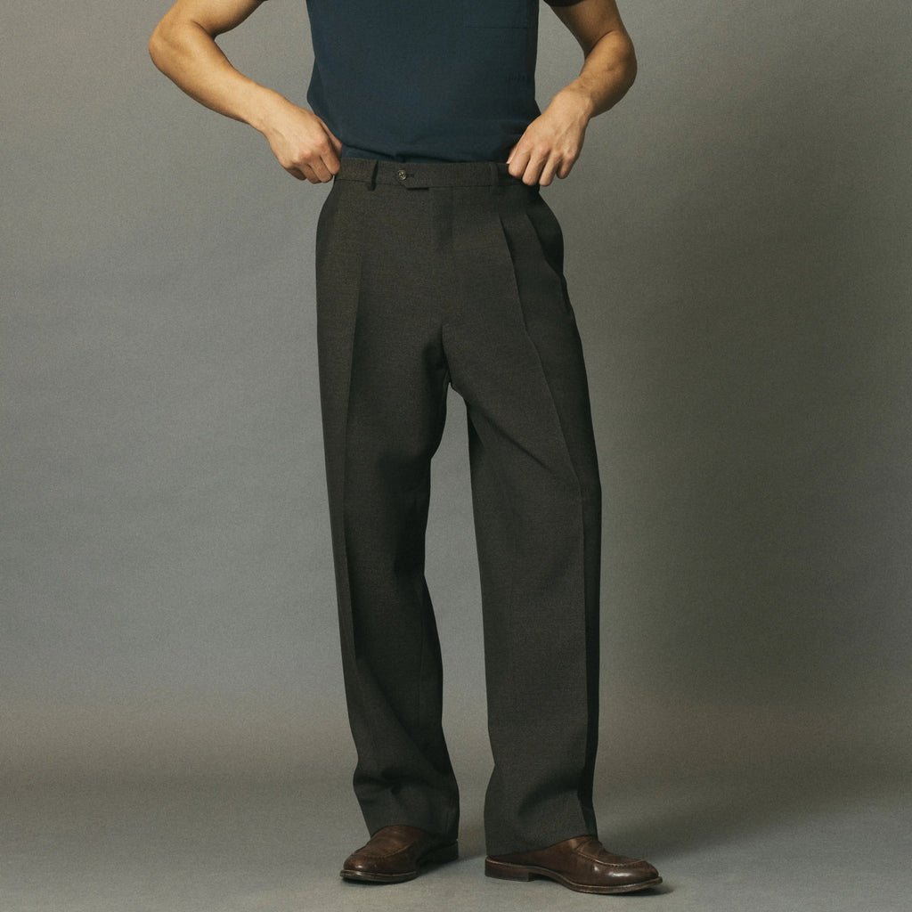 Double Pleated Pants Brown