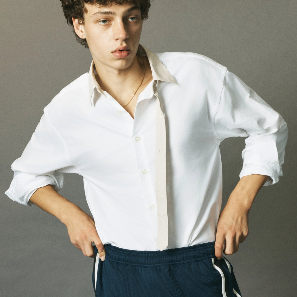 Button-me-down Shirt White/Tan