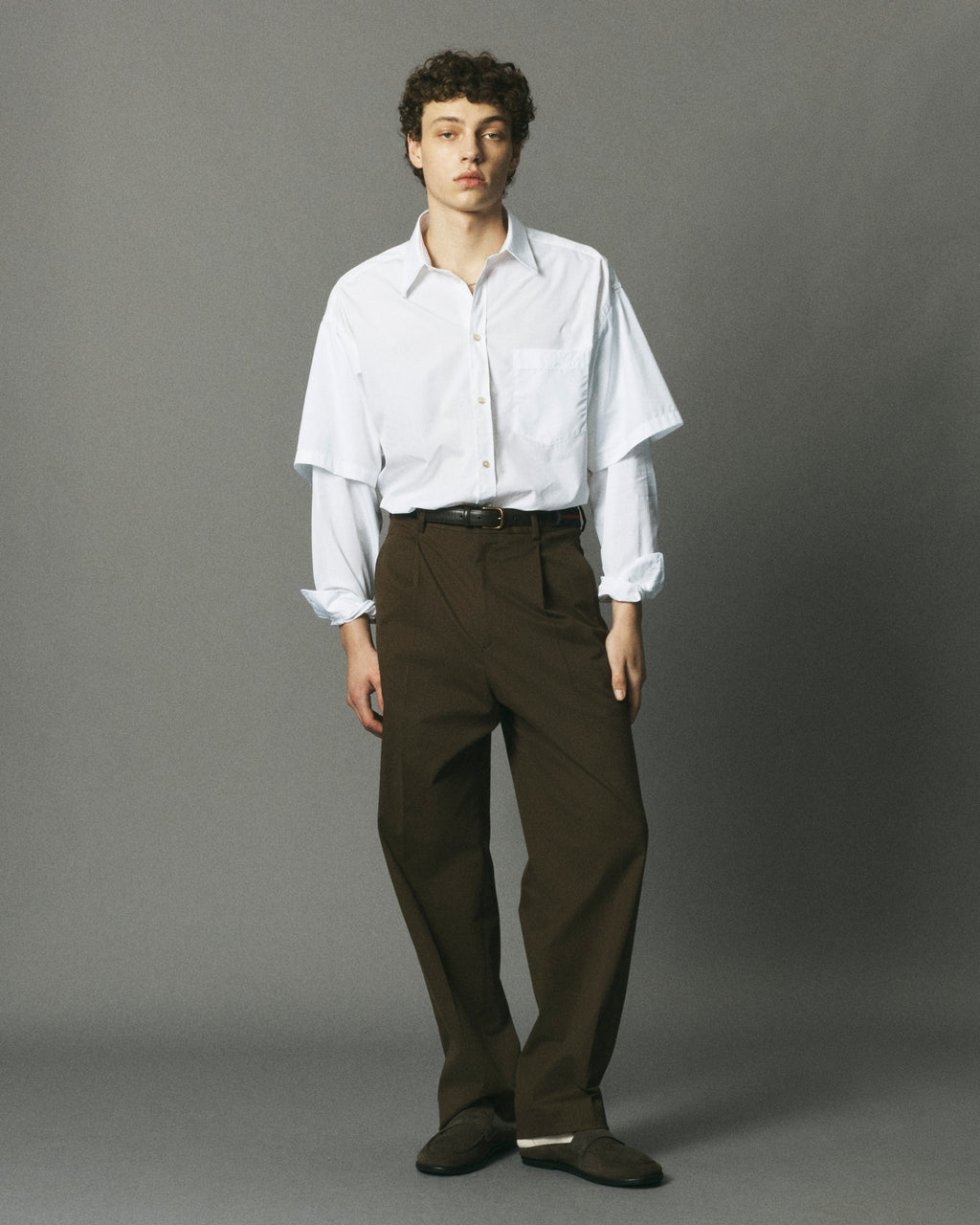 Office Pearl Double Sleeve Button Down