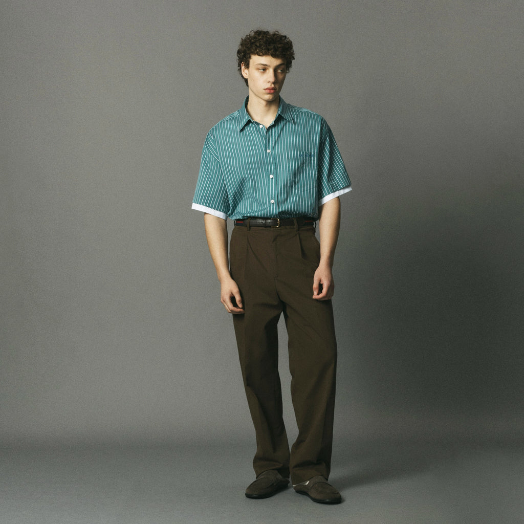 Double Short Sleeve Button Down