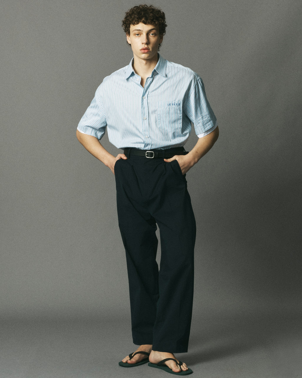 Office Blue Double Short Sleeve Button Down