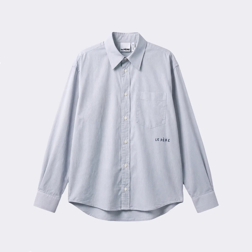 Perennial Button-Down — Navy & white stripe shirt, tailored from fine Japanese cotton and made in Italy. Relaxed, refined menswear for everyday wear.