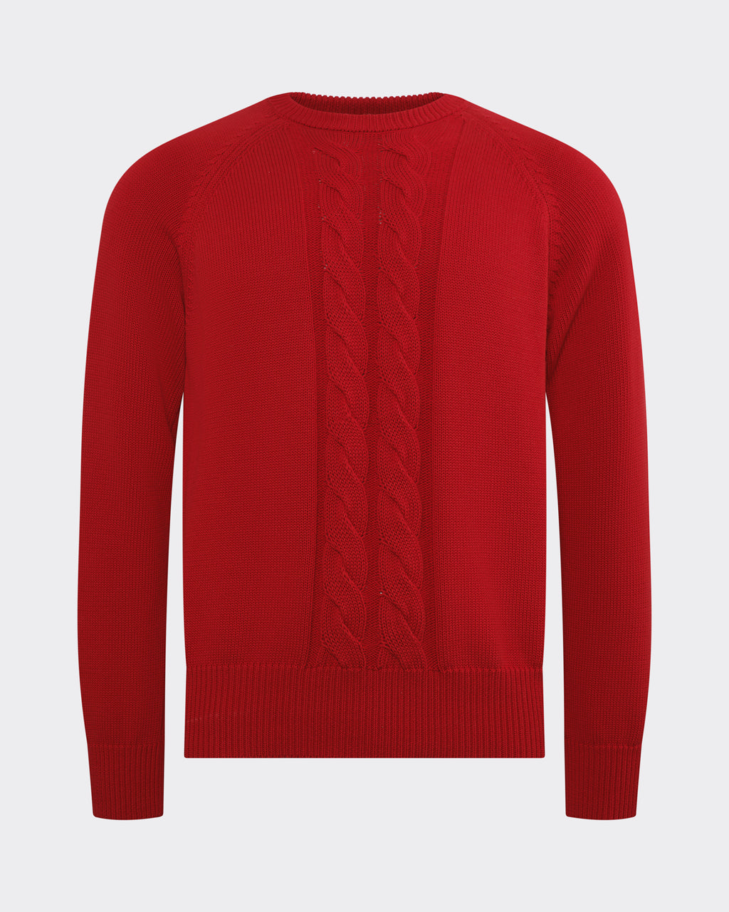 Red Cotton Cableknit Sweater