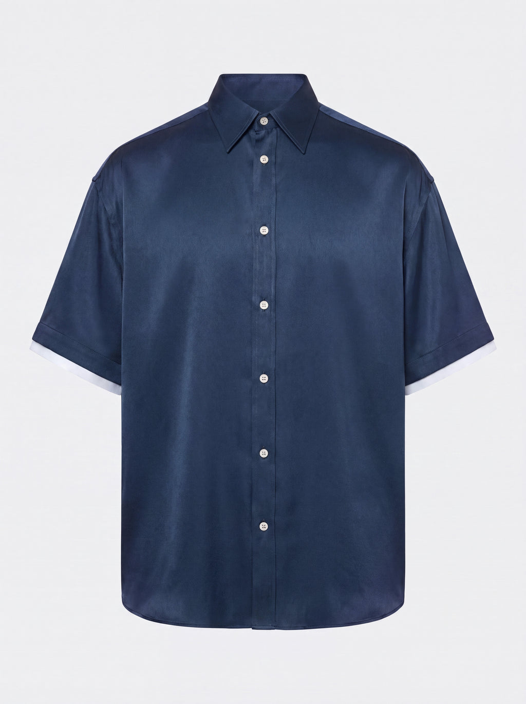 Cupro Double Short Sleeve Shirt Navy