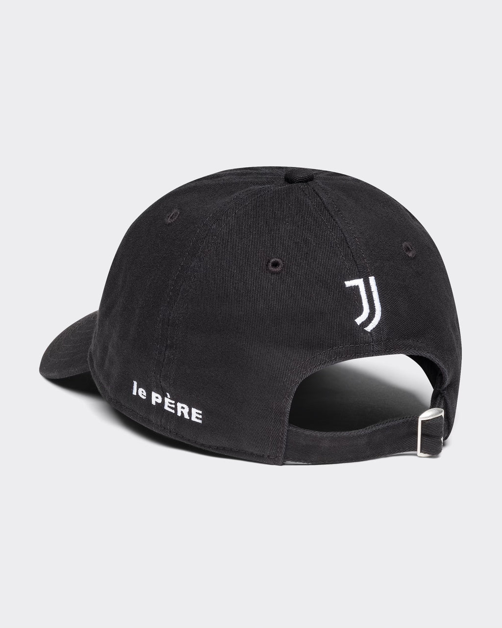 Back view of Juventus x le PÈRE cap with dual logos