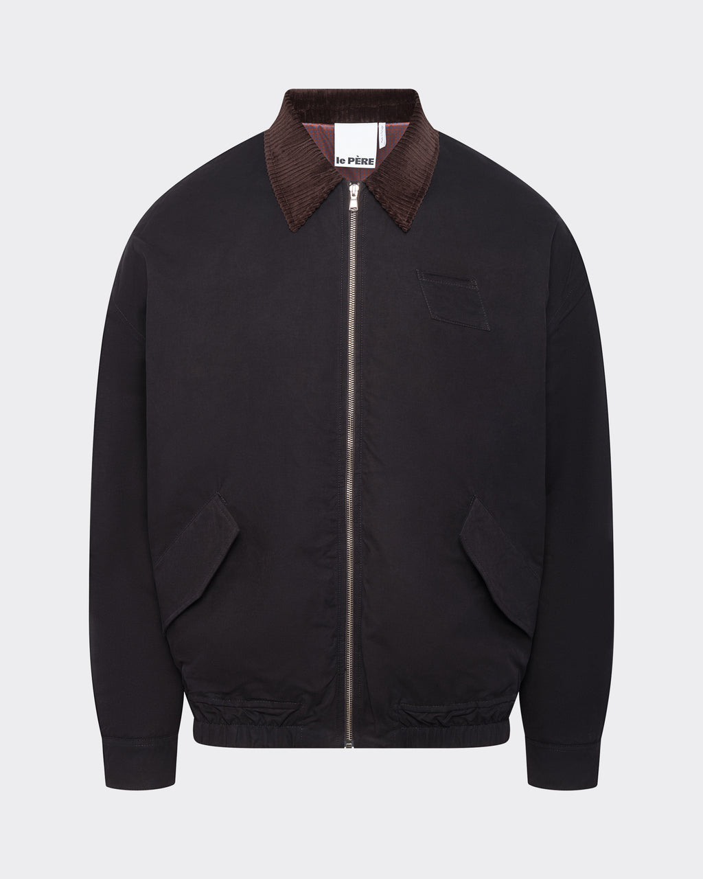 LE PÈRE Blouson Jacket black — front view laid flat.