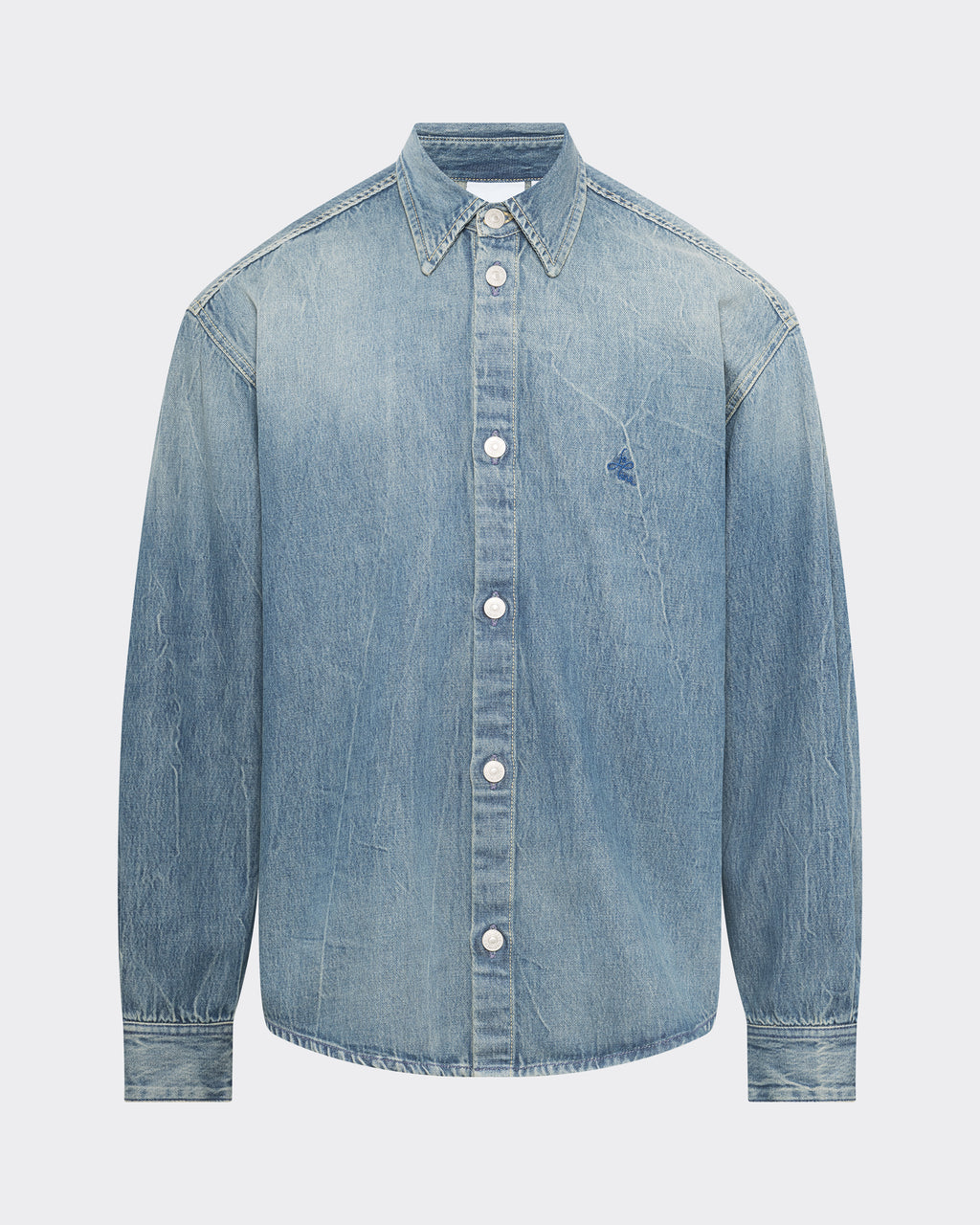 LE PÈRE denim washed button-up shirt — front view on neutral background