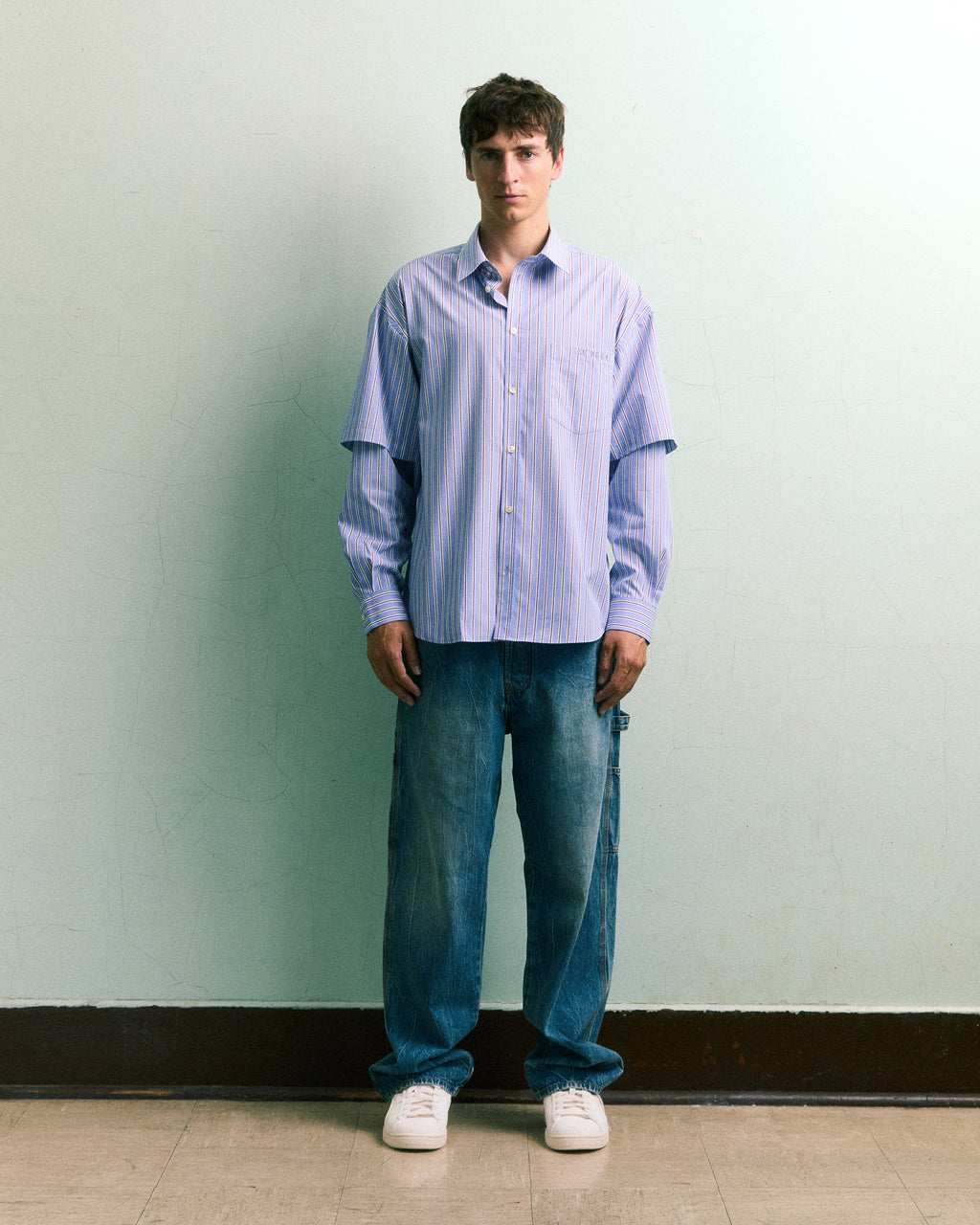 LE PÈRE Double Sleeve Button Down Office Vaud — front view on neutral background.