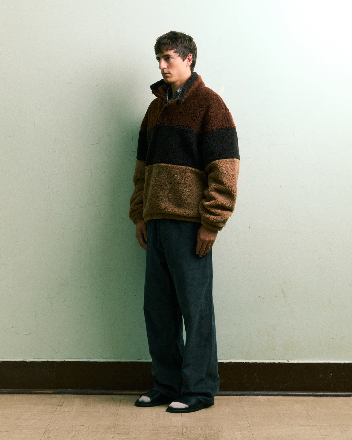 Striped Sherpa Pullover image